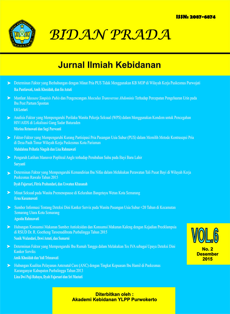 					View Vol. 6 No. 2 (2015): Jurnal Bidan Prada Edisi Desember 2015
				